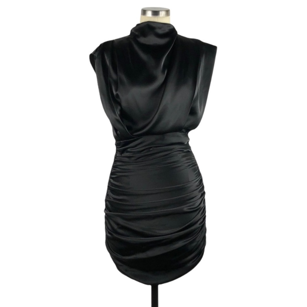 Babaton Aritzia Black Hasek Satin Mini Dress